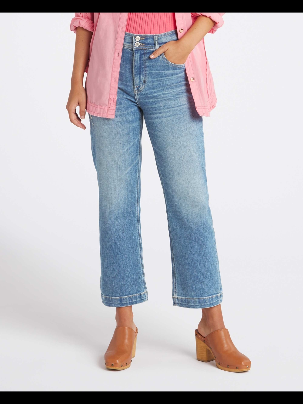 Women's Light Blue Cropped Wide-Leg Jeans Size 8 (29)